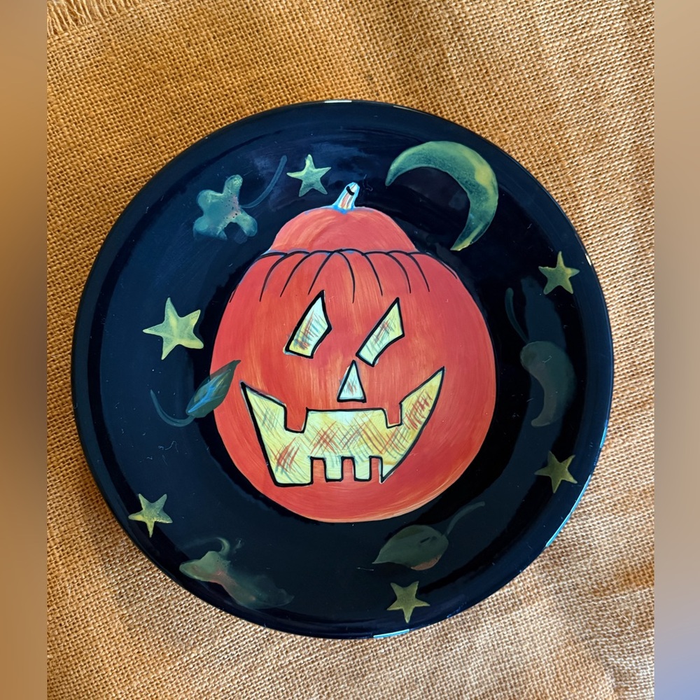 Susan Winget Halloween Pumpkin Dessert Plate